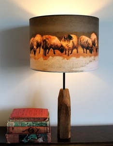 Image of 'Winter Swaledales' Drum Lampshade by Lily Greenwood (30cm, Table Lamp or Ceiling)