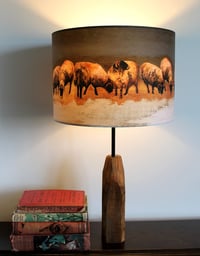 Image 1 of 'Winter Swaledales' Drum Lampshade by Lily Greenwood (30cm, Table Lamp or Ceiling)