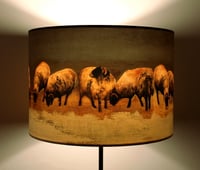 Image 3 of 'Winter Swaledales' Drum Lampshade by Lily Greenwood (30cm, Table Lamp or Ceiling)