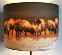 Image 4 of 'Winter Swaledales' Drum Lampshade by Lily Greenwood (30cm, Table Lamp or Ceiling)