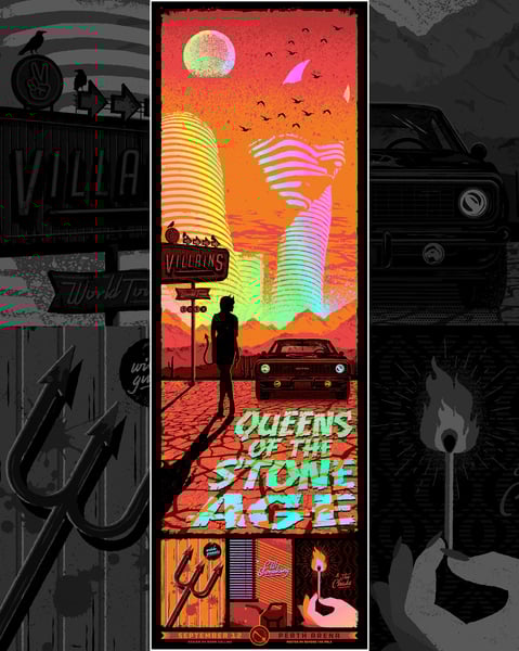 Image of Queens Of The Stone Age - Villains Tour print – Limited rainbow foil variant!