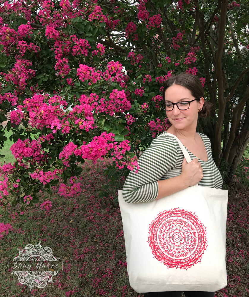 Image of Mandala Canvas Tote Bag (Red)