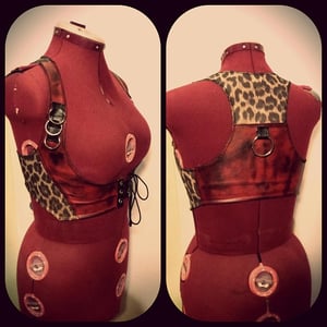 Image of Red fauxleather/leopard vest