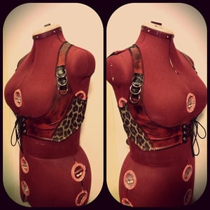 Image of Red fauxleather/leopard vest