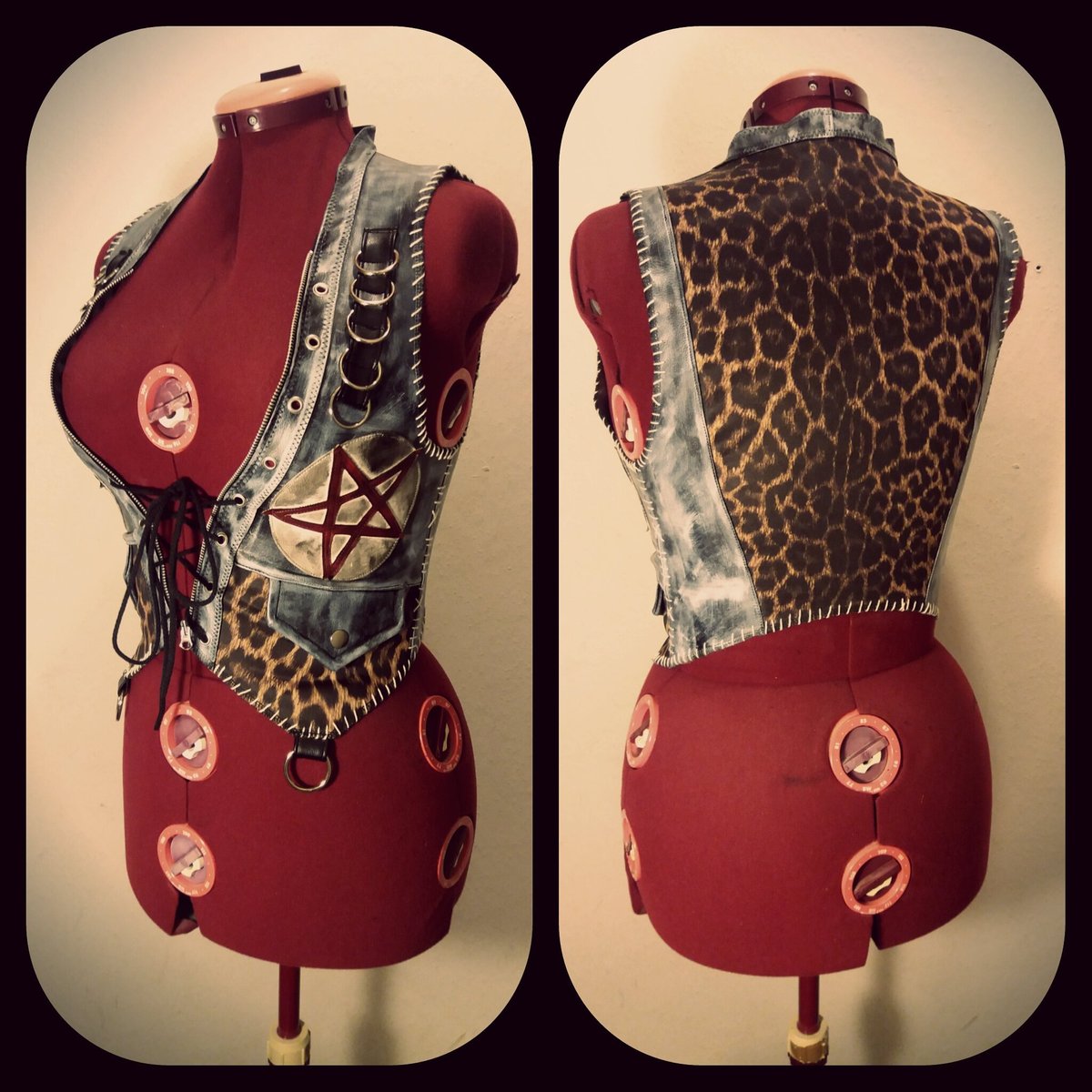 Image of Pentagram fauxleather/leopard vest