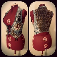 Image 1 of Pentagram fauxleather/leopard vest