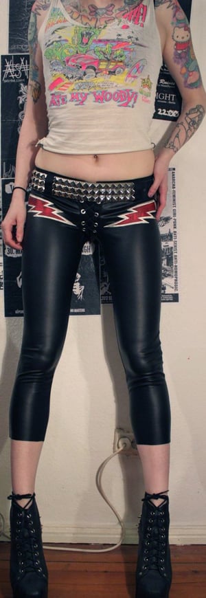 Image of Fauxleather lightningbolt capris