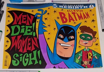Image of ALL-STAR BATMAN #1 ORIGINAL ART WRAP-AROUND SKETCH COVER! BATMAN & ROBIN!