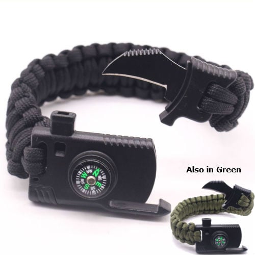 Image of Survival Paracord Bracelet - Knife, Compass, Whistle & Firestarter