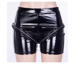 Image of Leather Zipped Shorts