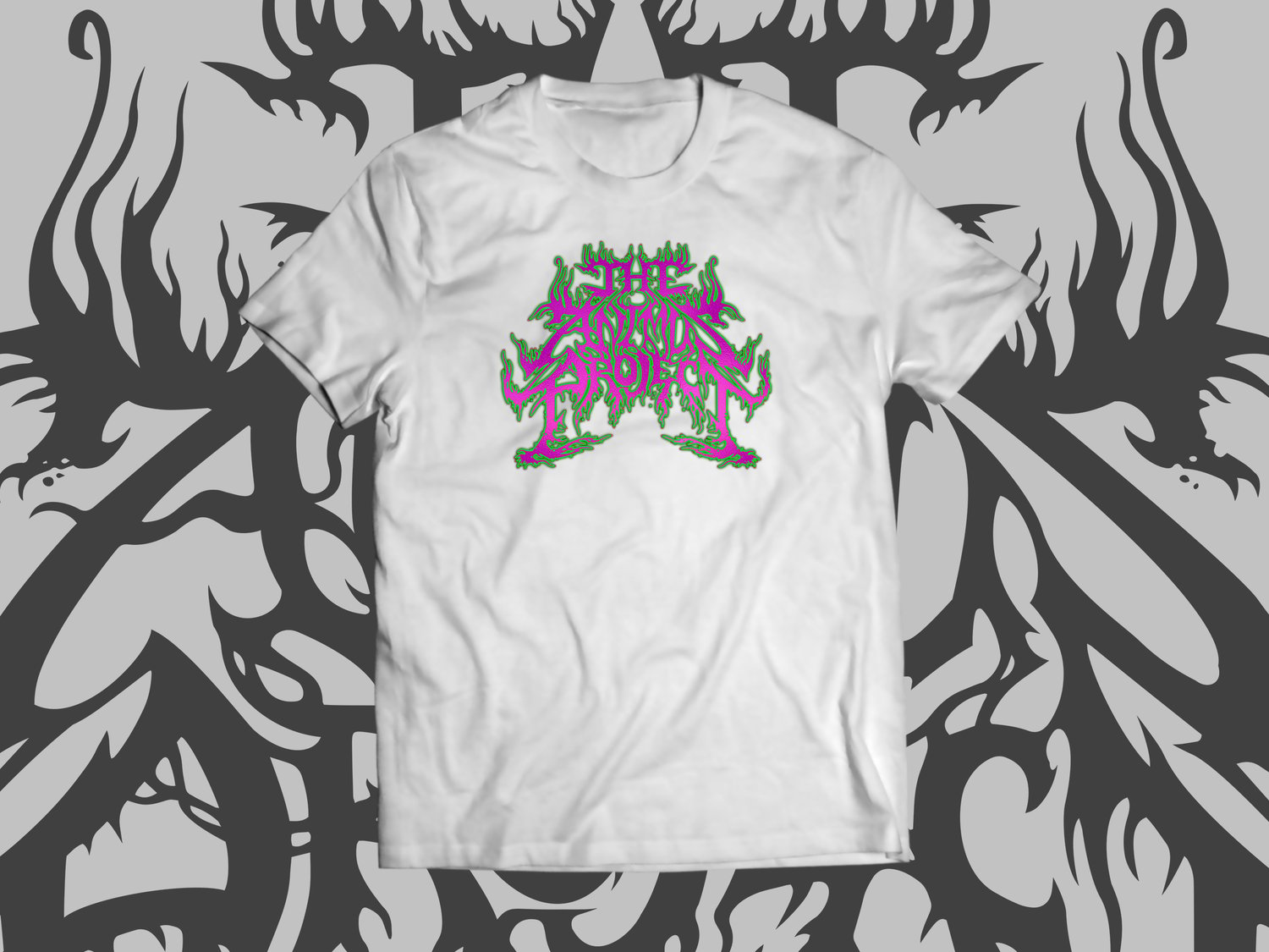 Image of The Animus Project LOGO T shirt (Green & Purple on White)