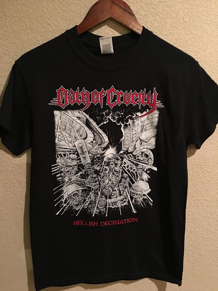 Image of Oath of Cruelty BLACK OR WHITE "Hellish Decimation" T-Shirt