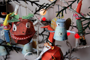 Image of Christmas cards - make your own robo-baubles