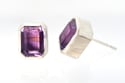 Single stone studs, Sterling studs set with amethyst 