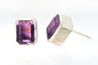 Image 2 of Single stone studs, Sterling studs set with amethyst 