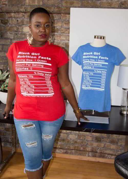 Image of Blk Girl Nutrition Facts (Blk) (Red) (Pink)(Gray)