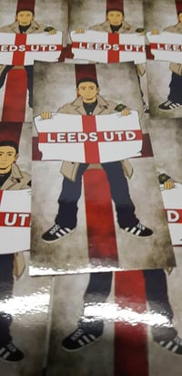 Image 2 of Leeds United England Casuals/Ultras 10x5cm Football Stickers. Pack of 25.