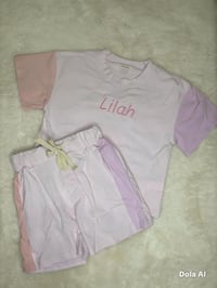 Girls Block Shorts Set