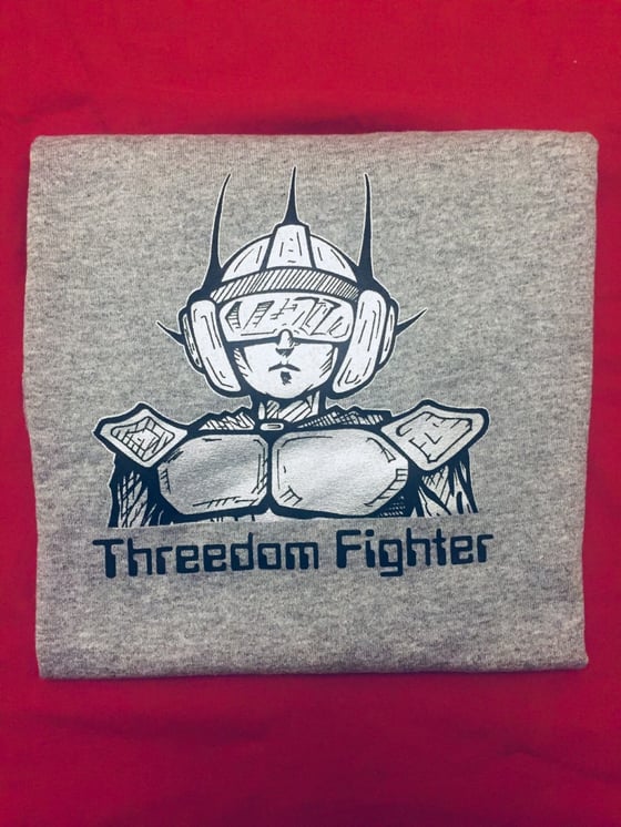 Image of Threedomfighter on Grey T-Shirt