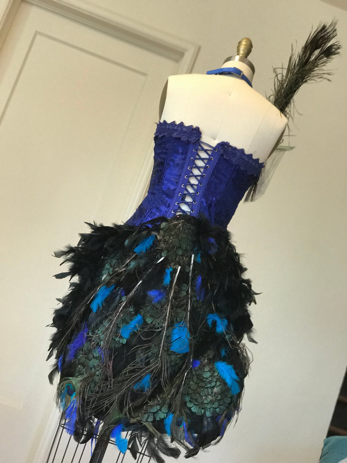 peacock corset dress