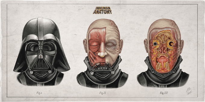 Image of DARTH VADER - head anatomy  (limited ed. of 50 Giclèe  wide print on fine art canvas)