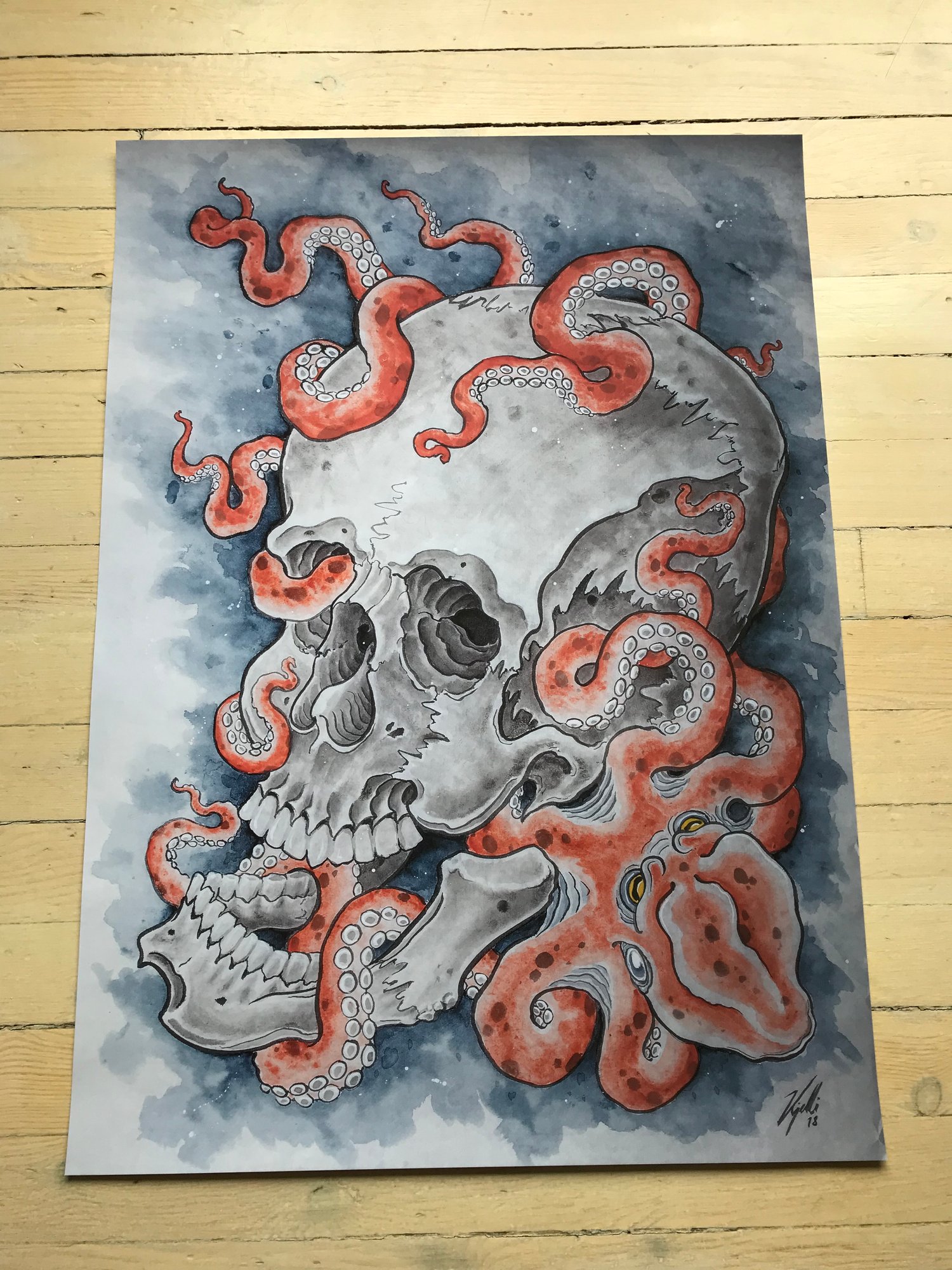 Image of Skull and octopus