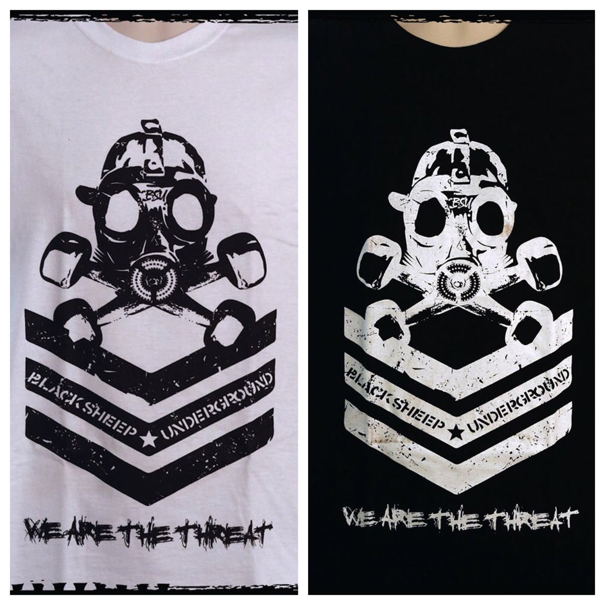 Image of We Are The Threat White ts/Black ts