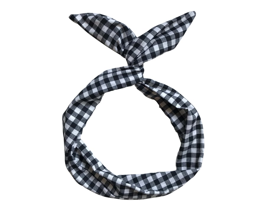 Image of Black & White Gingham Wire Headband 