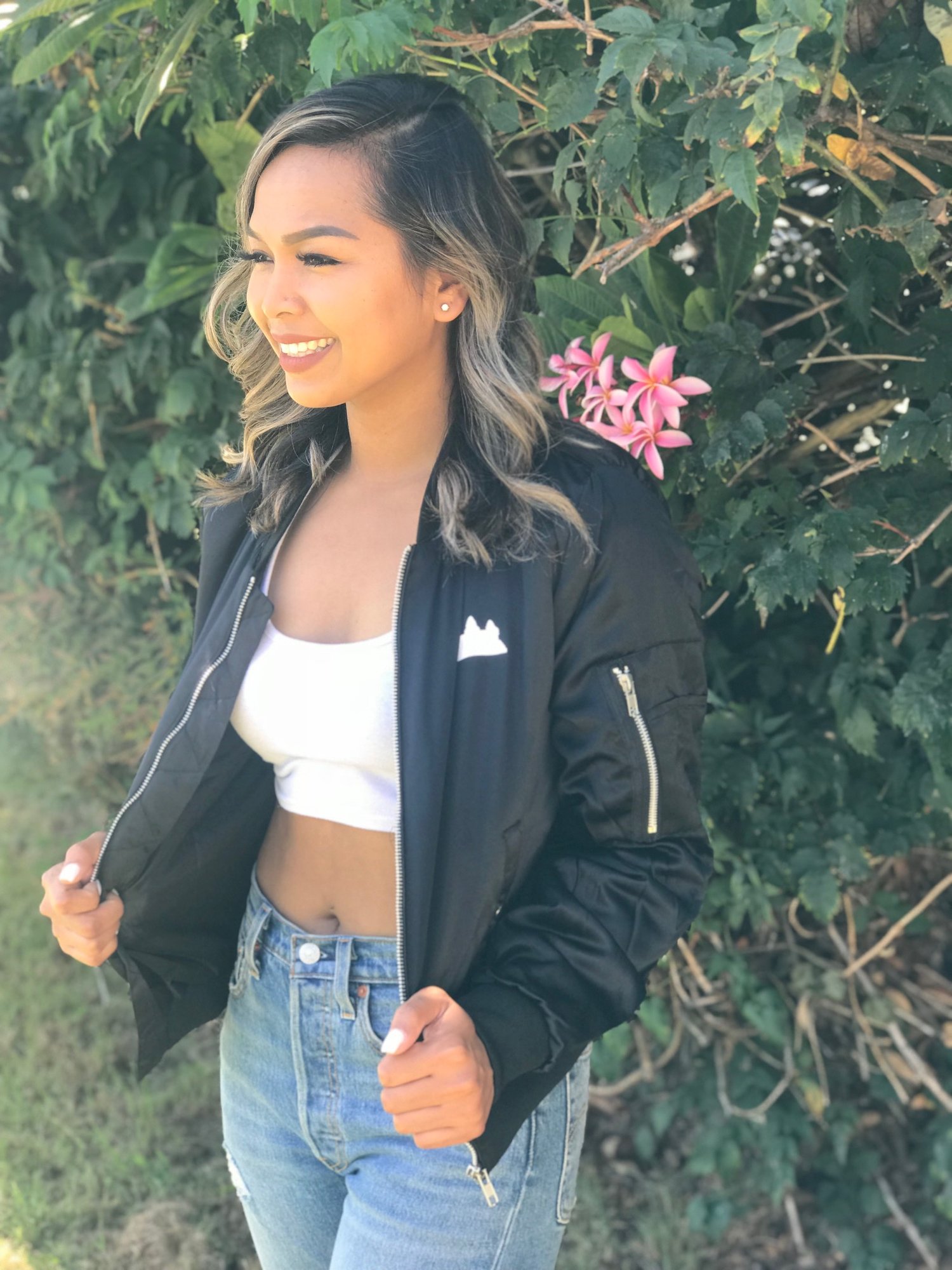 Image of Lightweight Ladies Bomber Jacket  / Embroidered Angkor Wat