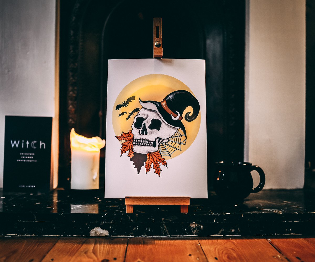 Image of Skeleton Witch Halloween Print - A4 or A5
