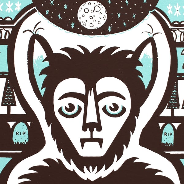 Image of Mournful Wolfman Screen Print