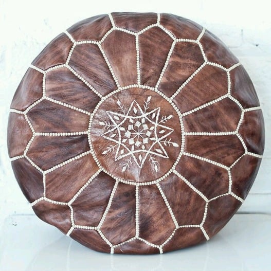 Image of NEUTRAL TONES - LEATHER POUFS - OTTOMAN