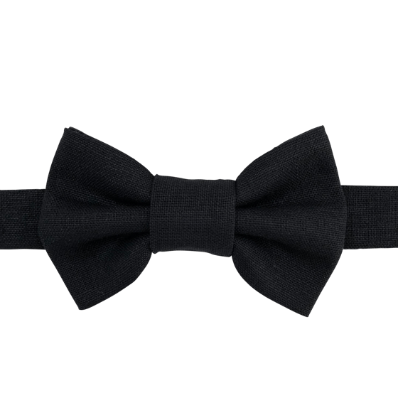 Image of black linen bow tie