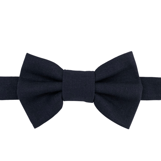 Image of navy linen bow tie