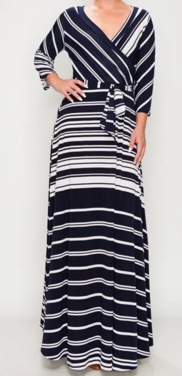 Image of Navy Blue Wrap Dress