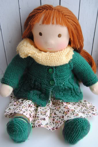 Image of 13 "(34 cm) Waldorf doll, Steiner doll-cloth doll-hand dolls-soft dolls-Waldorf toys, Ready to ship