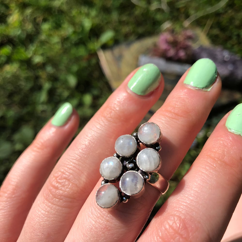 Image of Rainbow Moonstone Sterling Silver Ring (sz 7)