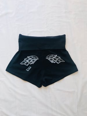 Image of Heart Of A Hustler “Fold Spandex Shorts” ( Black / White )
