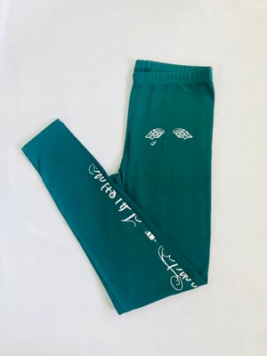 Image of Heart Of A Hustler “Leggings” ( Teal Green / White )