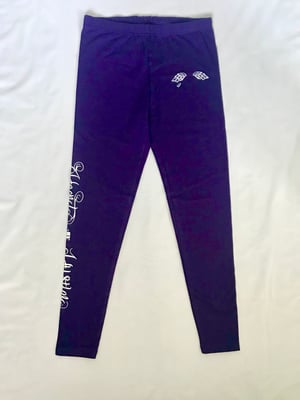 Image of Heart Of A Hustler “Leggings” ( Purple / White )
