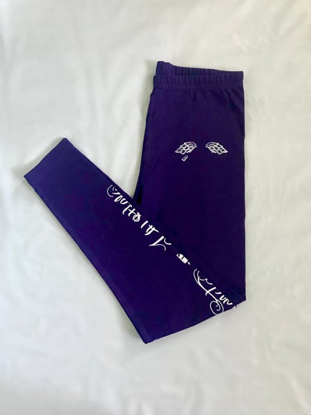 Image of Heart Of A Hustler “Leggings” ( Purple / White )