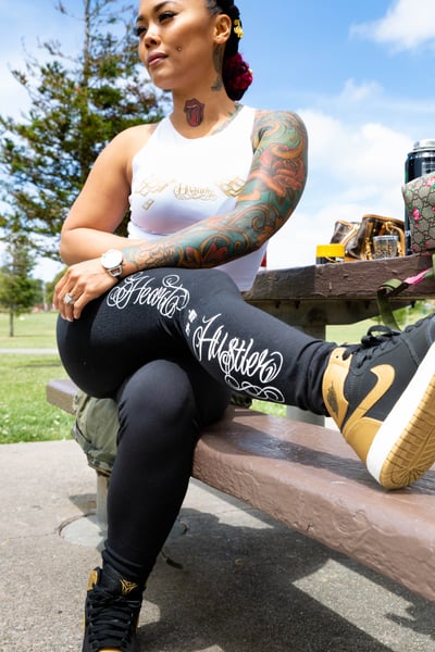 Image of Heart Of A Hustler “Leggings” ( Black / White )