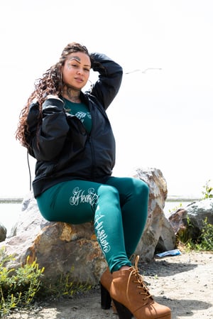 Image of Heart Of A Hustler “Crop Top Tank” ( Teal Green / White )