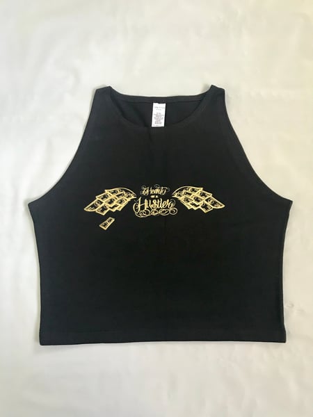 Image of Heart Of A Hustler “Crop Top Tank” ( Black / Gold )