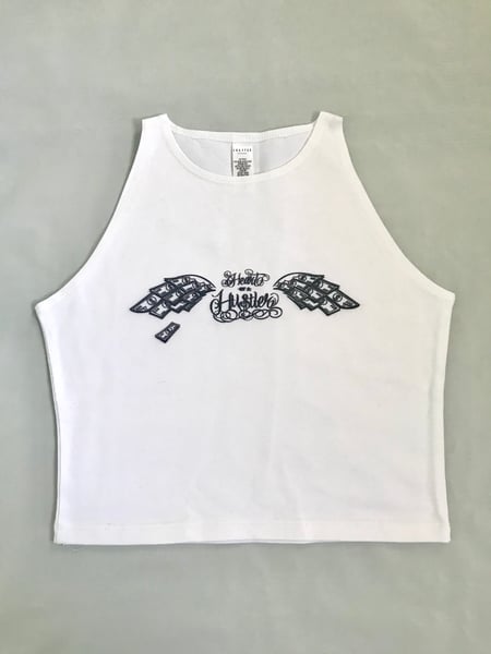 Image of Heart Of A Hustler “Crop Top Tank” ( White / Black )