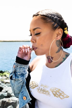 Image of Heart Of A Hustler “Crop Top Tank” ( White / Gold )