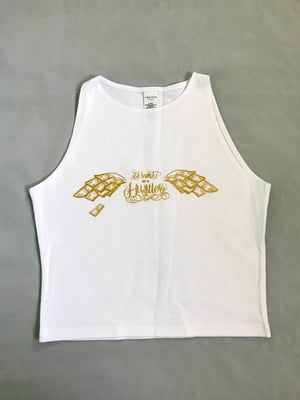 Image of Heart Of A Hustler “Crop Top Tank” ( White / Gold )