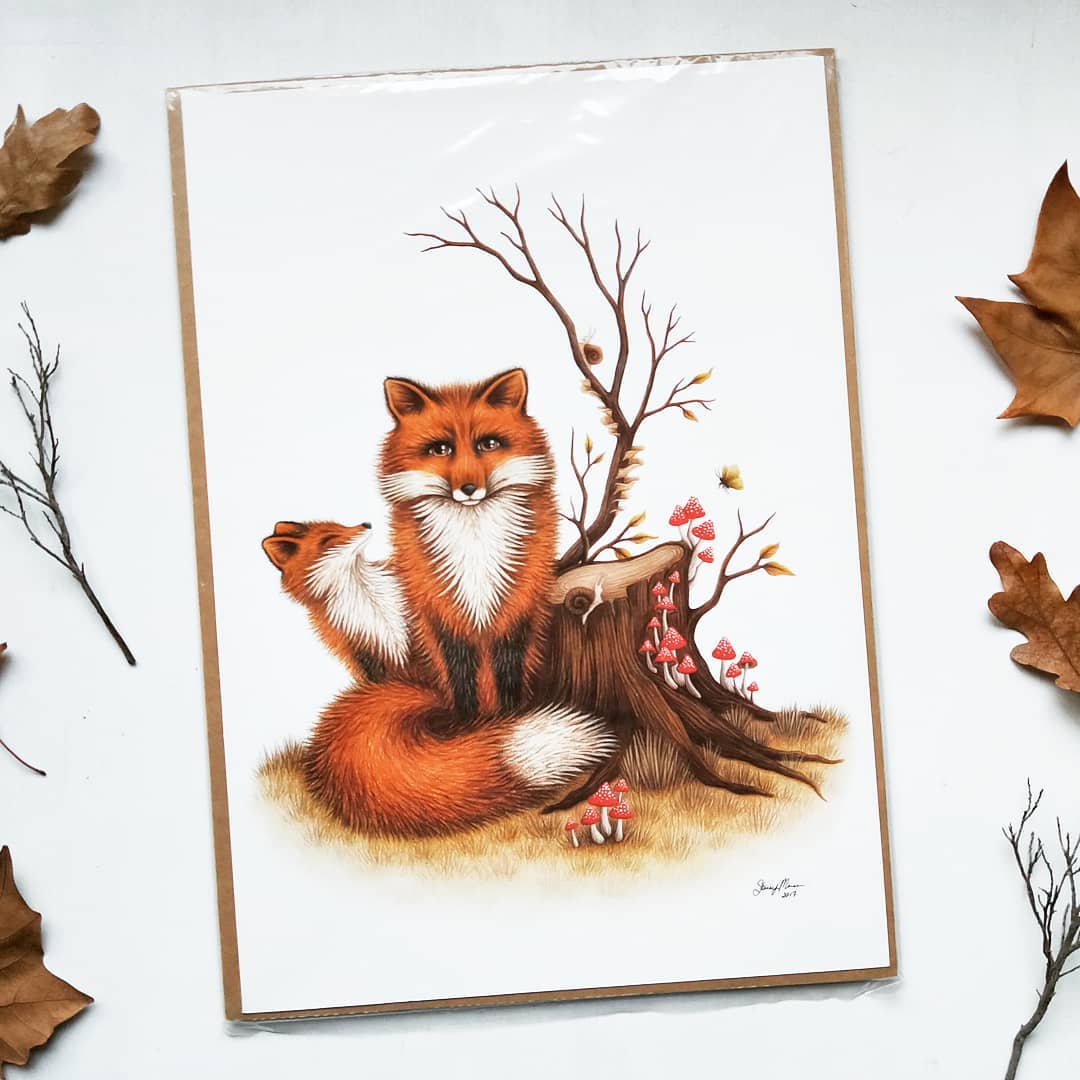 Image of Fox & Fungi - Fine Art Giclée Print