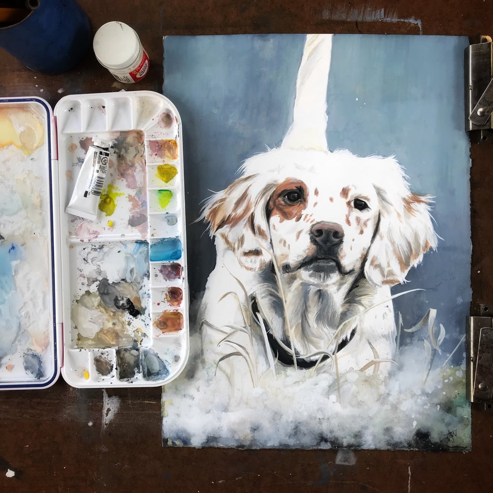 Image of Custom gouache pet portrait