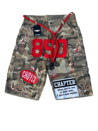 Image 1 of CHOYCE The Brand “Bloodline” Camo Shorts Red 